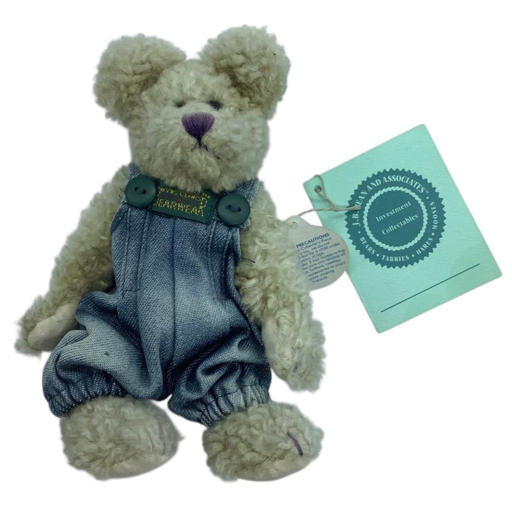 Vintage Boyds Bears Friends Huck Plush Teddy Bear Denim Overalls 6" Mini